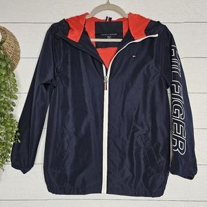 Boys Tommy Hilfiger | Navy Blazer & White 'Hilfiger' Logo Windbreaker Size M